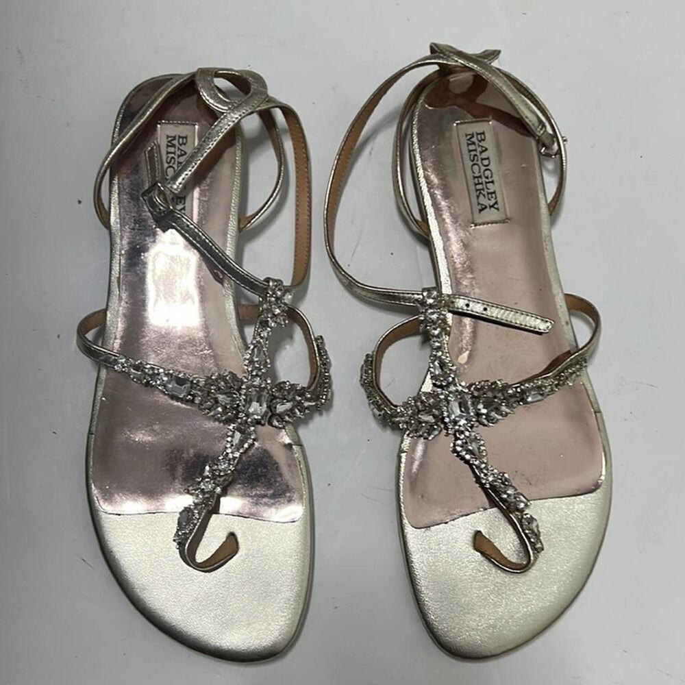 BADGLEY MISCHKA EMBELLISH SANDALS SIZE 10